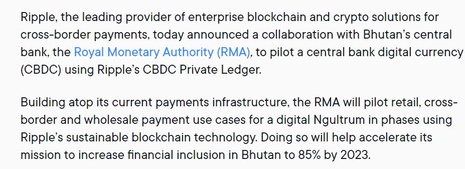 Cryptoinsightuk's tweet photo. One final thought is timing. When?

Well, as quoted above, India is testing their Digital Currency as we speak and are looking to potentially roll out by the end of this financial year. 

This looks similar to Bhutan, who have suggested roll out will happen by 2023; https://t.co/VChispnCUM