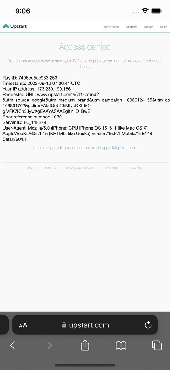 junior_holmes's tweet photo. What is happening with your website @Upstart ? https://t.co/zwvYNy93Wm