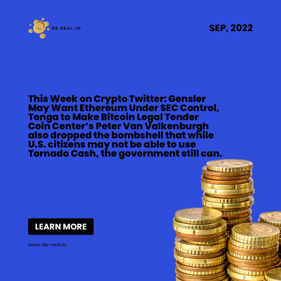 DeReal_drp's tweet photo. Update :  Ethereum Under SEC Control, Tonga to Make Bitcoin Legal Tender 🚀〽️
https://t.co/GraQaLXyGs

Community
https://t.co/bm4pnC7VhA
https://t.co/8asp6t6dyZ
.
For the latest News

✅ KYC Verified
✅ Audit passed
#dereal #BSC #NFT #NFTs #NFTProject #realestate #Ethereum https://t.co/QIHVzNIbCu