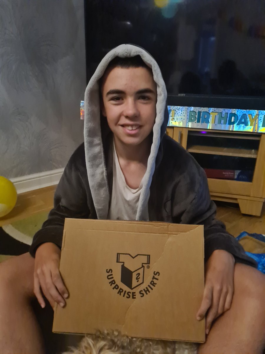Linzmuppet's tweet photo. @SurpriseShirts Another classy shirt for Jacks 15th birthday, thanks as ever for chosing so well. Loving the personal touch with the birthday message too 🥰 @JackGrice18 https://t.co/8GKqYkGIMx