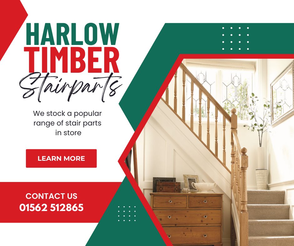 HARLOW TIMBER KIDDERMINSTER stock a popular range of stair parts to meet your needs. 
For further details call in to our Timber Centre or call us on 01562 512865 and speak to one of our experienced sales team.