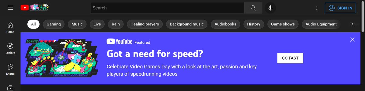 Niftski's tweet image. I cannot believe my eyes... @YouTube changed their logo as a representation of my 4:54.798 SMB1 Any% WR as a celebration of Video Games Day! I am so honored, I never thought I'd get this far! We made it! ❤