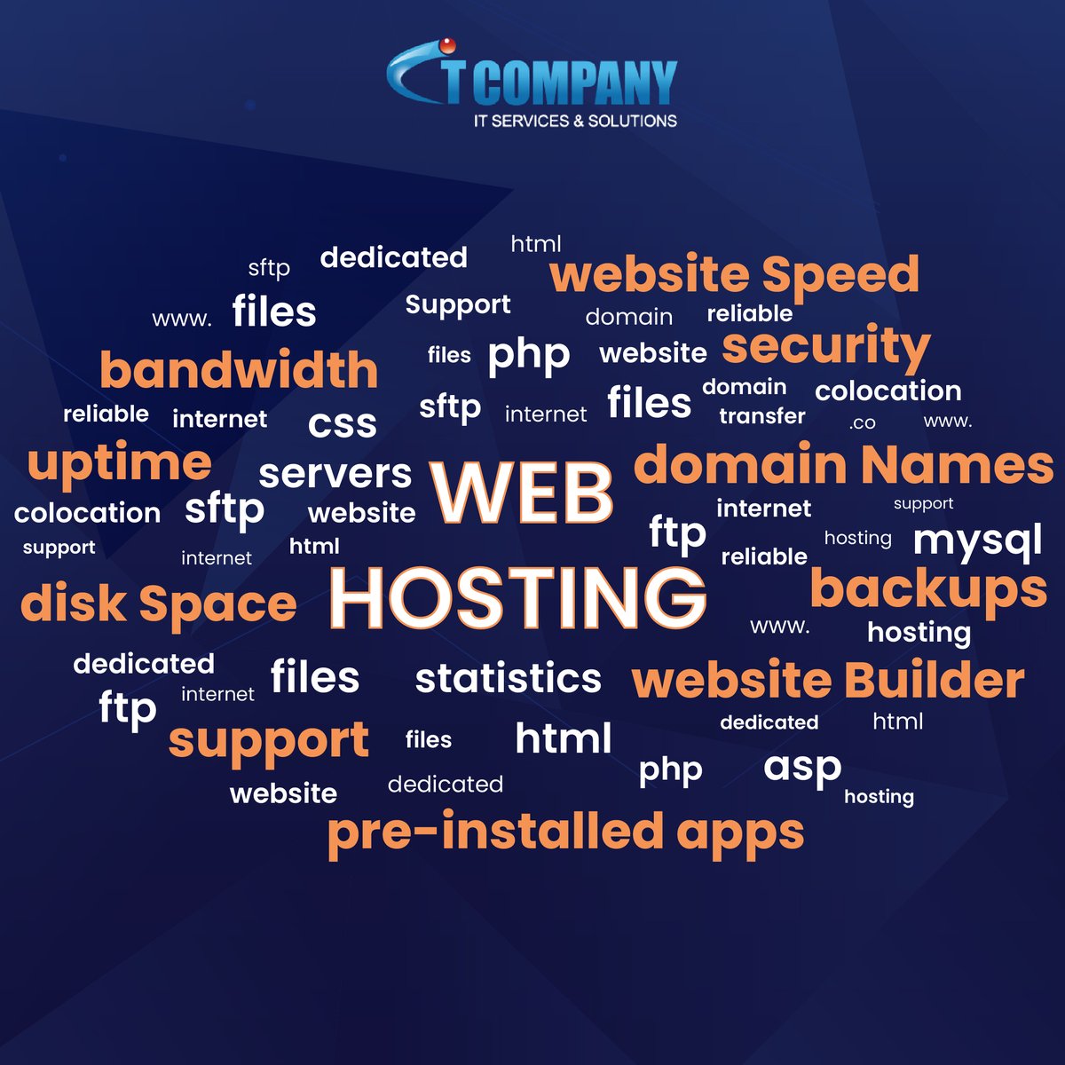 ITCompany_Co's tweet photo. IT company provides the best web hosting services to their valuable clients.
#ITCompany #WebHosting #Uptime #MigrationAssistance #Websiteloading https://t.co/ZgVtpnC1to