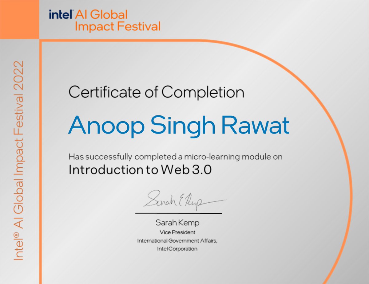 ThakurAnoopSa's tweet photo. It is ever so evolving. we started with www and now witnessing Web 3.0. It is always good to upskill and evolve. I completed my Web3.0 micro-learning series. I am updated. Are you? Visit Intel Global Impact Festival. #AIImpactFest https://t.co/gECudxJtvf