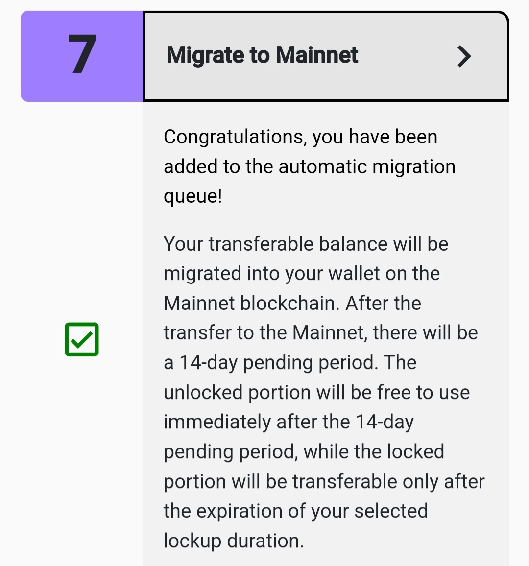 Simon94937877's tweet photo. @Sar57416122 @Jessyblockchain Did you press "Migrate to Mainnet" to agree with acknowledgement?..
 I didn't know that I had to do that for a while, that's why I'm asking 🙃 https://t.co/t25u8DIJBe