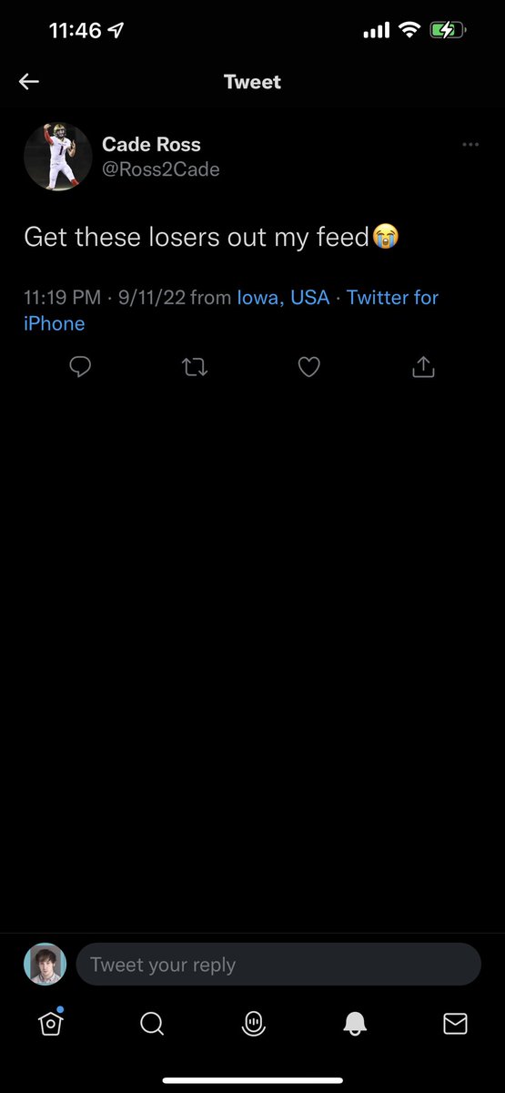 NotCadeRoss's tweet photo. @gracelandburrow This is the guy we call a QB and the leader of a team @Ross2Cade @GracelandFB I hope the higher ups get this dimwit and his delusional dad out this campus, city, state we don’t want you https://t.co/9qTLuL7jlw