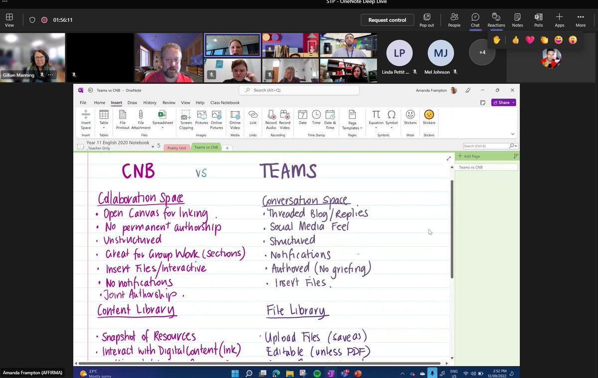 Great to have the Learning Delivery Specialists showcase the differences between a #OneNote Class Notebook and a #MicrosoftTeam in our OneNote deep dive session for the Microsoft School Transformation Program 🧑‍🎓📔
#Linked <a href="/MSEduANZ/">Microsoft Education ANZ</a> <a href="/amframp/">Amanda Frampton</a> @standouted