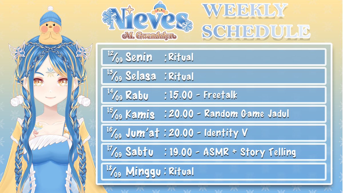 Wendymissja's tweet photo. [ SCHEDULE UPDATED ]
Berikut hastag menyeluruh untuk Wendy❄ :
• General : #WendyMissja
• Live Streaming : #WendyMisstream
• Art : #WendIllust
• Clip : #WendClip
• Meme/Shitpost : #WenXixi
• Horror/Mystery : #WenDevil / #MissTerry
• Story : #WenDemiurgic
• Nsfw : #WeNutz https://t.co/Sp6LNGxTzw