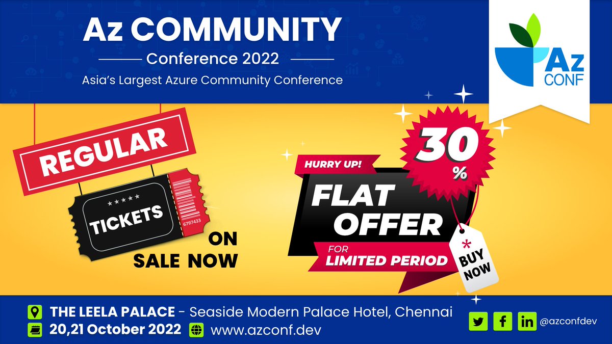TechXConf's tweet photo. Never miss this golden chance to purchase your regular tickets by saving up to 30% off. Offer Ends Soon.!!!
Buy: https://t.co/w0gmdJLfKS
#AzConfCloudFirst #AzConf2022 #OpenSource #AzConfDev #MicrosoftAzure #cloudnative #Azure #AzConf #CloudFirst https://t.co/cNDUkzyNyf