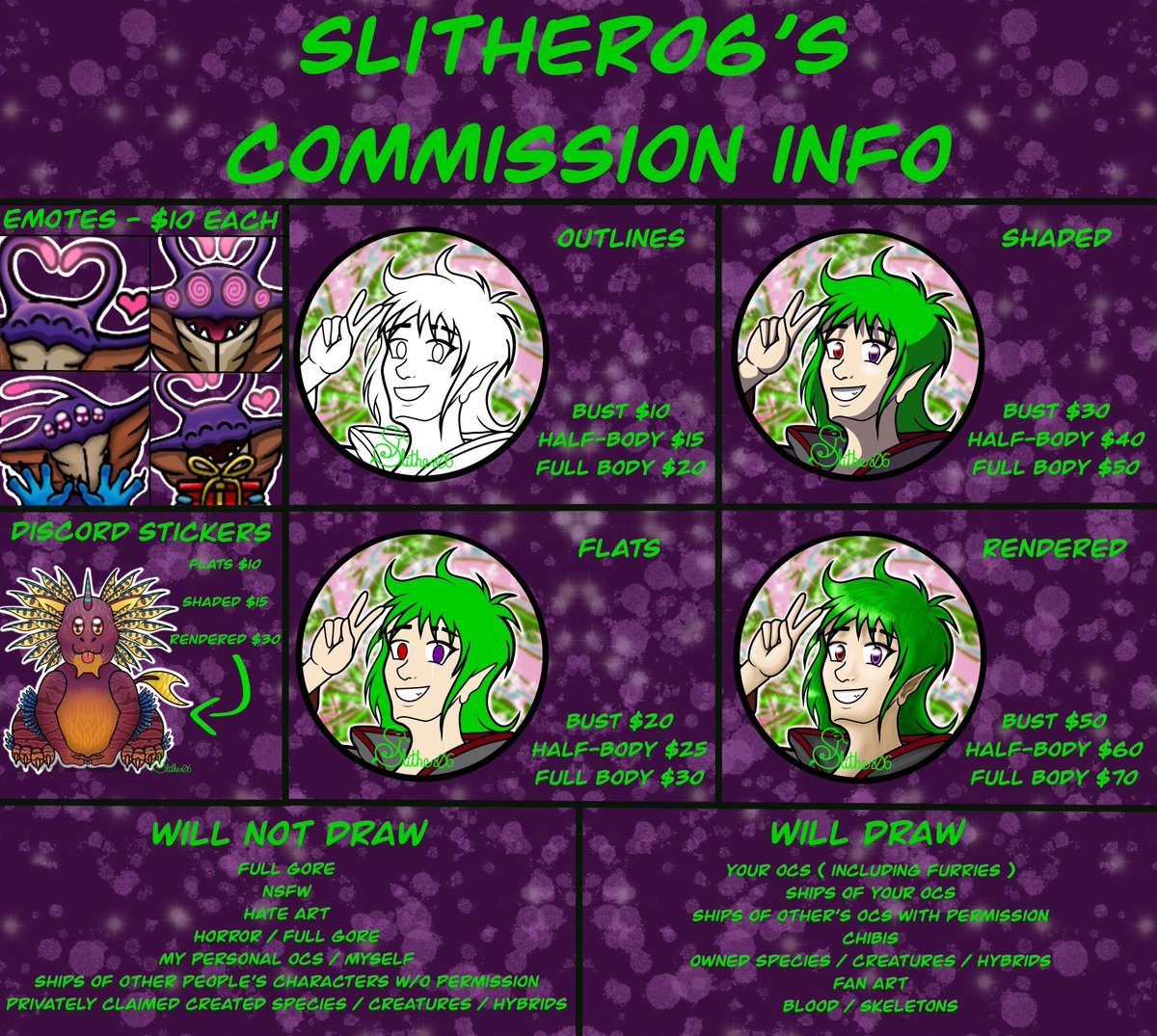 SlitherO6's tweet photo. I’ve decided to open my commissions! The move from Instagram to Twitter has taken a while but I’m finally ready to go! If you’re interested, either slap it in the comments or DM me! Please note I am colorblind your blues/oranges, so if you’ve got a specific shade in mind lmk! https://t.co/YsM9XSlMA1