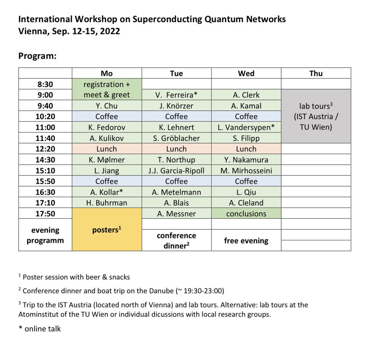AndreasAtETH's tweet image. The @tu_wien is host to the @SuperQuLAN workshop organized by Peter Rabl and @fink_johannes this week in #Vienna, #Austria.
Check out the newest developments on #quantum networks presented by a great set of speakers. 
See the program below.