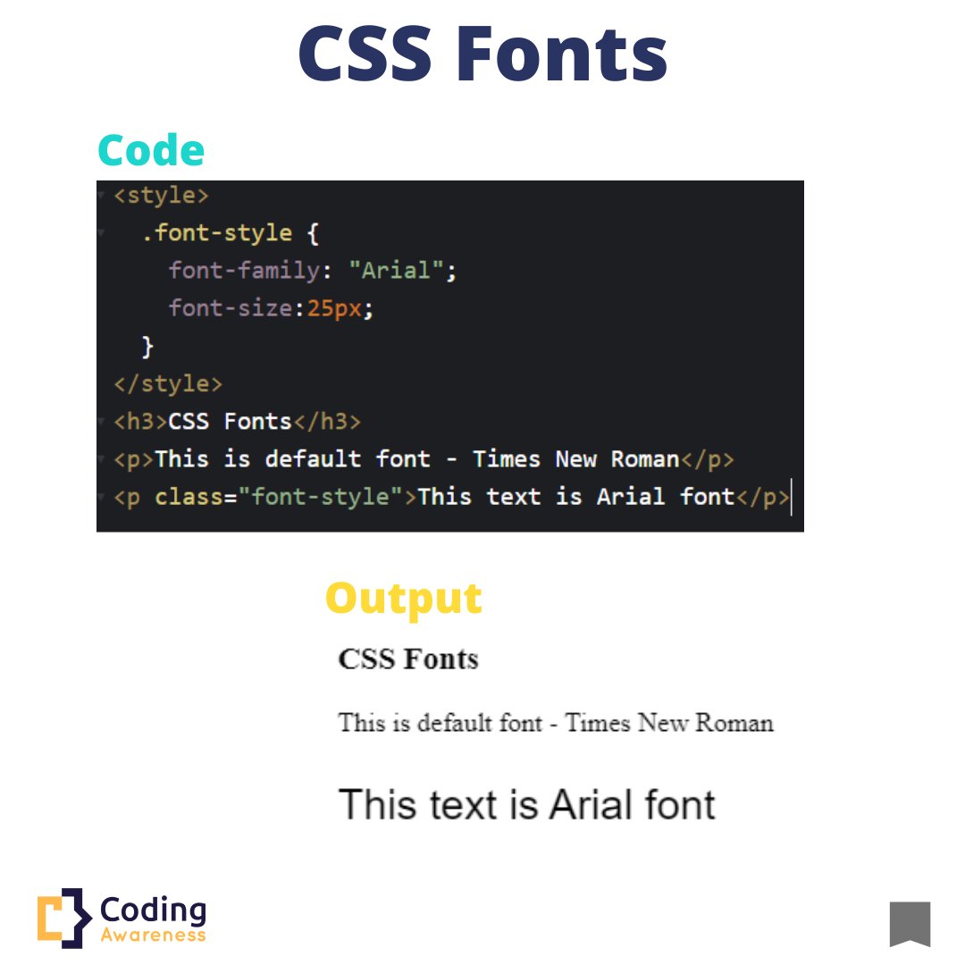 CodingAwareness's tweet image. CSS Fonts in web development. Coding Awareness.
#html #css #webdev # coding