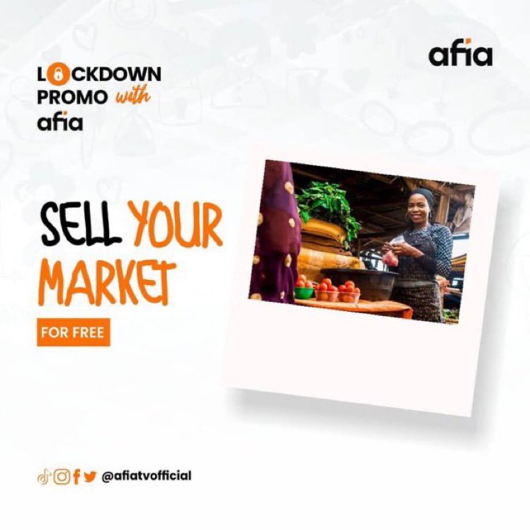 AfiaTvOfficial's tweet photo. Sit-at-home down East can't stop us from making sales.
Vendors,kindly reply this post with what you sell or the services you offer.
#Afiatv #lockdownpromo https://t.co/t5Waw2Gm86