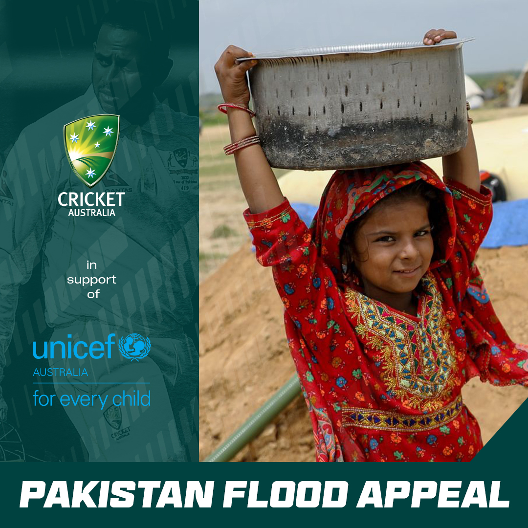 It's been devastating to see the effects of torrential rains in Pakistan, with one-third of the country under water and more than 33 million people affected.

If you can, please consider donating at pakistan.unicef.org.au/cricket

<a href="/unicefaustralia/">UNICEF Australia</a> | <a href="/Uz_Khawaja/">Usman Khawaja</a>