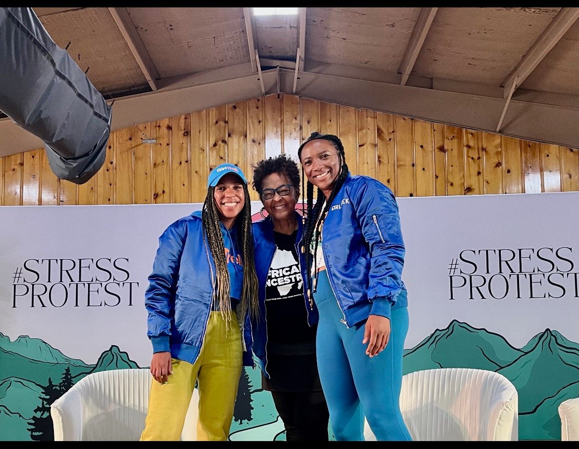 YouGoPlan's tweet photo. Caught up with Faye Paige Edwards @FayeTreks at the #stressprotest with @GirlTrek founders @YMCARockies Catch her @bikewalknc Transportation Summit October 28-29, 2022 https://t.co/aN00bPKIn9 https://t.co/qP9WmmMkiH