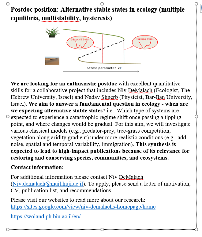 Please RT: exciting postdoc opportunity on a timely question: When are we expecting alternative stable states (catastrophic regime shifts once passing a tipping point)?