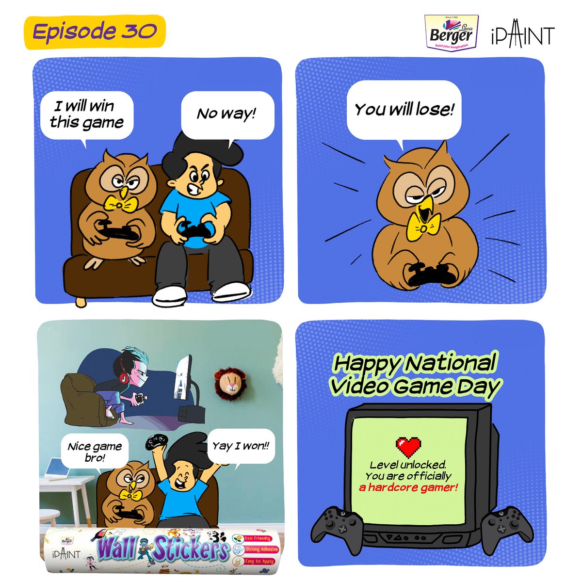 BergerPaintsInd's tweet photo. This #NationalVideoGameDay, ‘level up’ your game with Berger DIY iPaint Sticker in Boy Videogame. Browse the range here: https://t.co/mRJb0D7QzA
#iPaint #DIYrange #wallstickers #PaintYourImagination #BergerPaintsIndia https://t.co/X5YALy9dxx