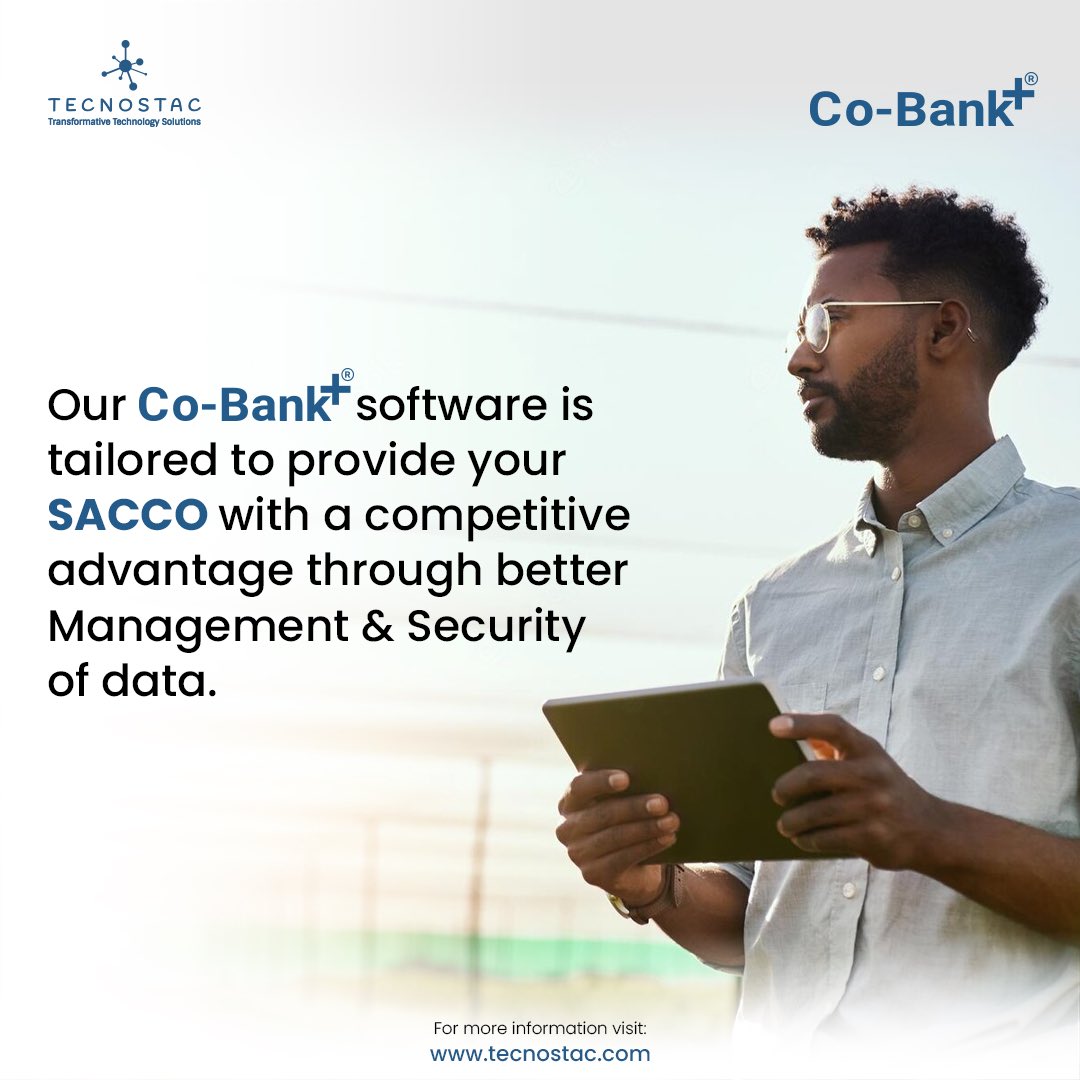 tecnostac's tweet photo. Tecnostac is well equipped to transform Africa’s economy and the lives of its people. By embracing the safe and secure Co-bank+ core banking solution, the rural banking industry, the #saccos and #mfis will witness a metamorphosis that will transform the rate of growth https://t.co/gaZMOh1cm3