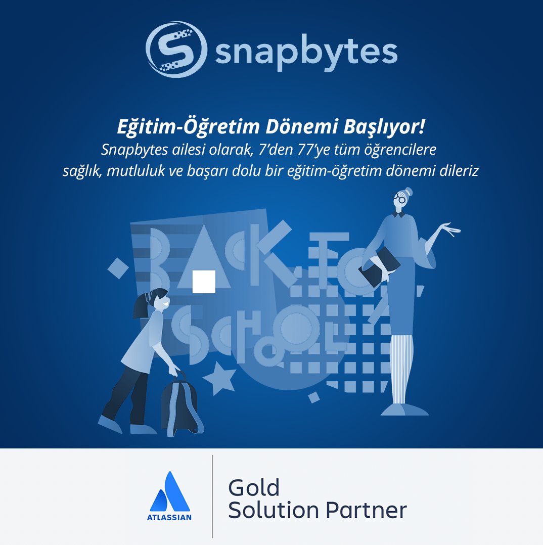SnapBytes's tweet image. 2022-2023 Eğitim-Öğretim Dönemi bugün başlıyor. 👩‍🏫👨‍🏫 Tüm öğrencilere başarılar! 🎉 #back2school #okuladonus #ITegitimi #dijitaldonusum #snapbytes #atlassian #cloud #jira #agile #atlassiangoldsolutionpartner @Atlassian ow.ly/IX2s50KGooX