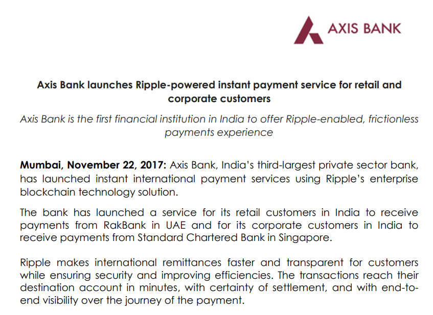 Cryptoinsightuk's tweet photo. Next up we have Axis bank. 

Axis Bank is the third largest private sector bank in India. Axis Bank covers Large and Mid-Corporates, SME, Agriculture and Retail Businesses.
With its 3,485 domestic branches and 14,332 ATMs across the country: https://t.co/72wNaRog7O