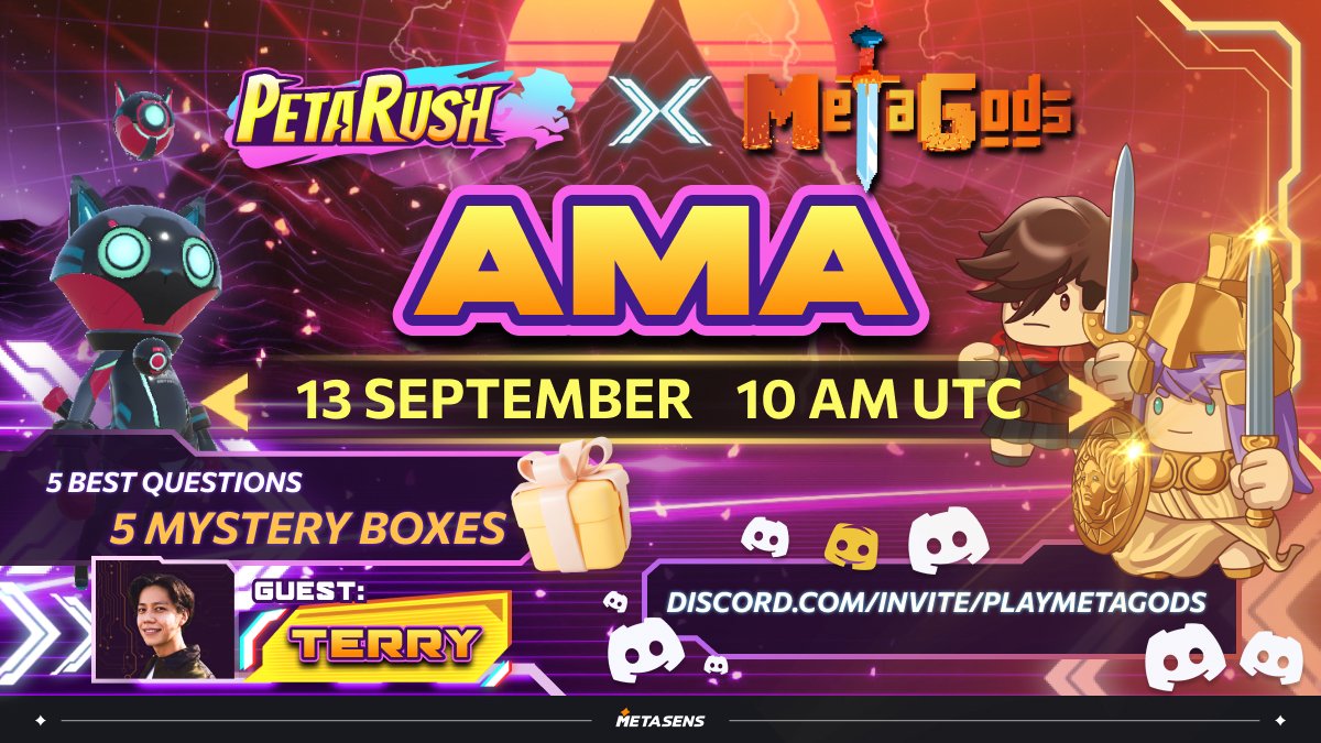 PetaRush's tweet photo. Gods are entering the Racing arena!⚡️  

What better way than an #AMA to celebrate this exciting partnership?😍  

FIVE MYSTERY BOXES up for grabs🔥 Join in⬇️

🗓13th Sept
🕙10 AM UTC
📍 https://t.co/9SR23WBFso

 See you all there! https://t.co/glsAUejC4w