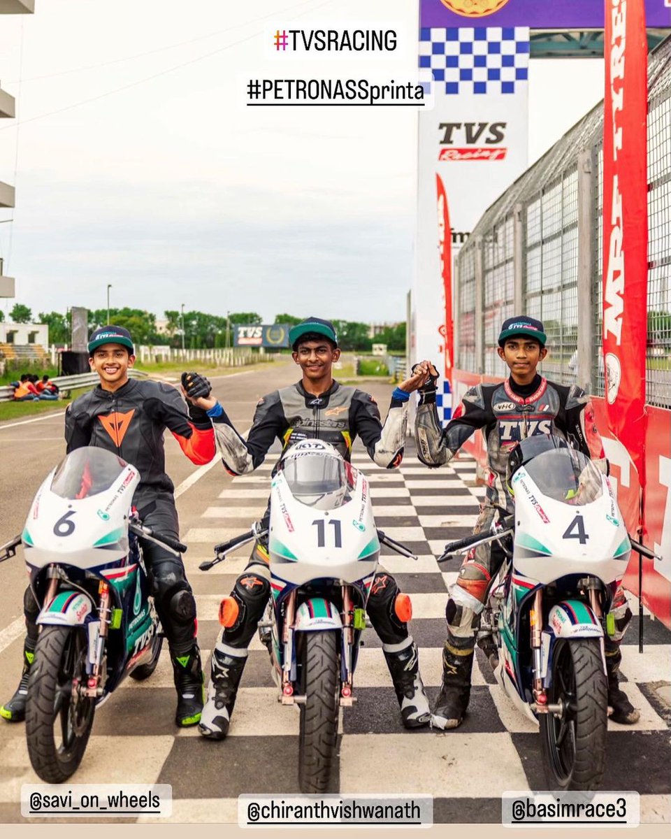 TVS_Racing's tweet photo. PETRONAS TVS OMC ROOKIE Race 1 Results
1 Chirant V
2 Abdul Basim
3 Savion
#FuelledByFire #PETRONASTVSRacing #TVSMotorCompany #TVSRacing #Petronas #PETRONASSprinta #EngineeringGoosebumps #BornForRacing #Racing #Motorsports https://t.co/GDxgc0NOK2