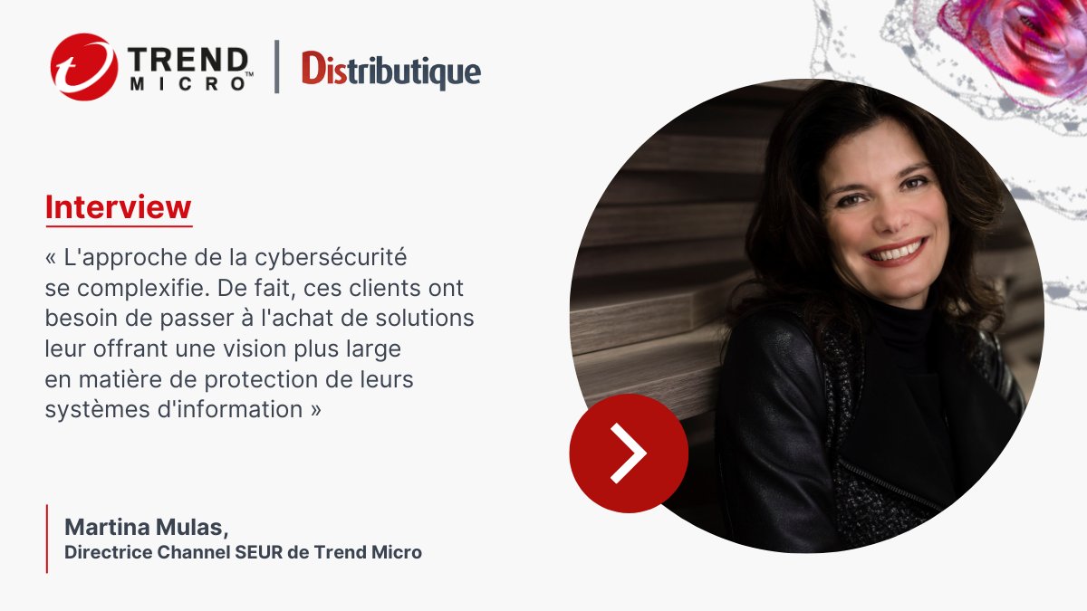 boucardy's tweet photo. #Channel : pour mieux répondre aux besoins spécifiques de ses différents types de clients, @Trend Micro adopte une nouvelle approche.
Interviewée par @Distributique, Martina Mulas, Directrice Channel SEUR @TrendMicro, vous en dit plus👉https://t.co/KtkwJnTOsq https://t.co/Q63EQg7p2s