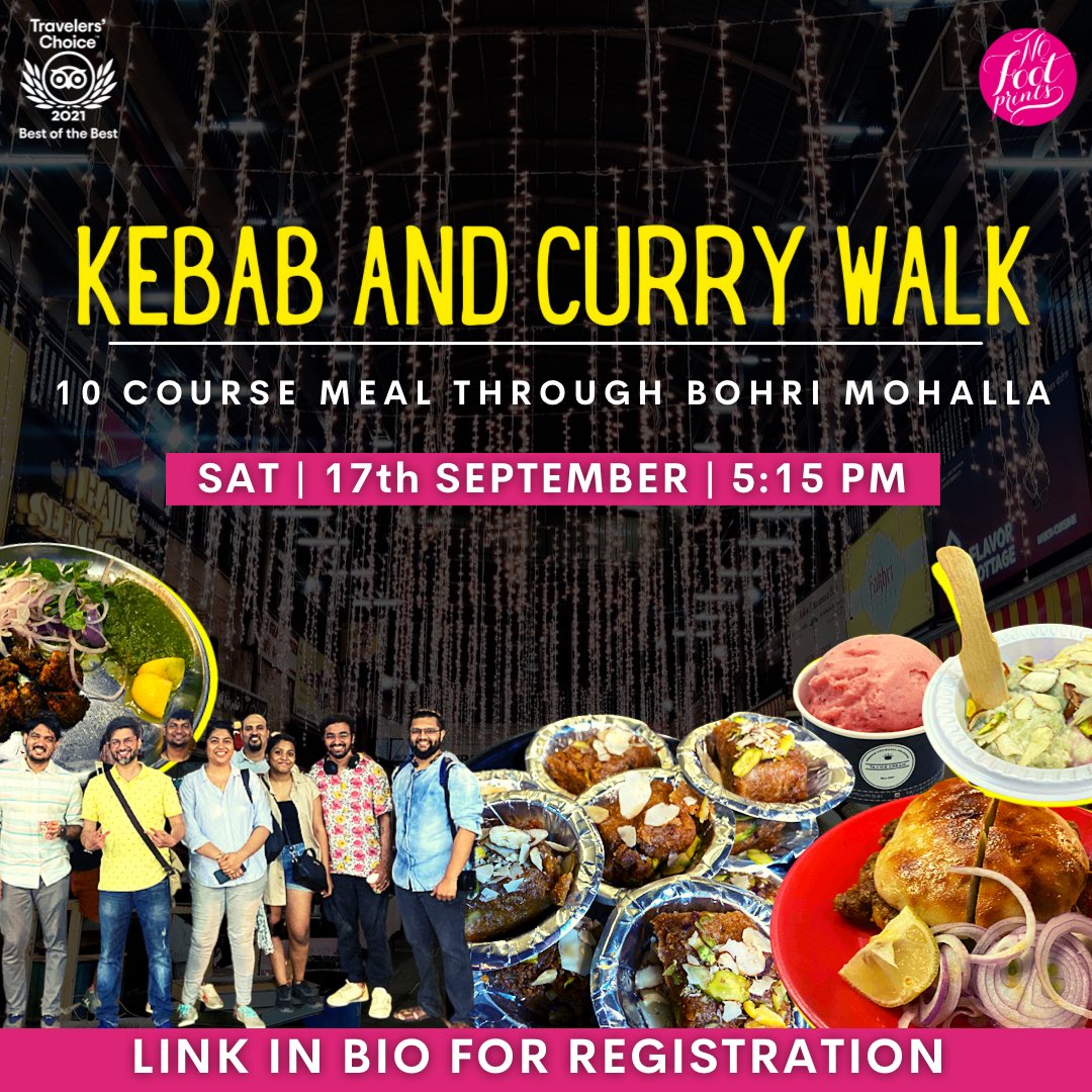 NFPexplore's tweet image. Walk with us through Bohri Mohalla for a peak into the community's history and culture. Eat with us how the Bohris do –  in Kharas Mithaas style!
A 10 course meal filled with juicy kebabs, curries, desserts, stories and more. Register now via link in Bio!
#Mumbai #foodie.