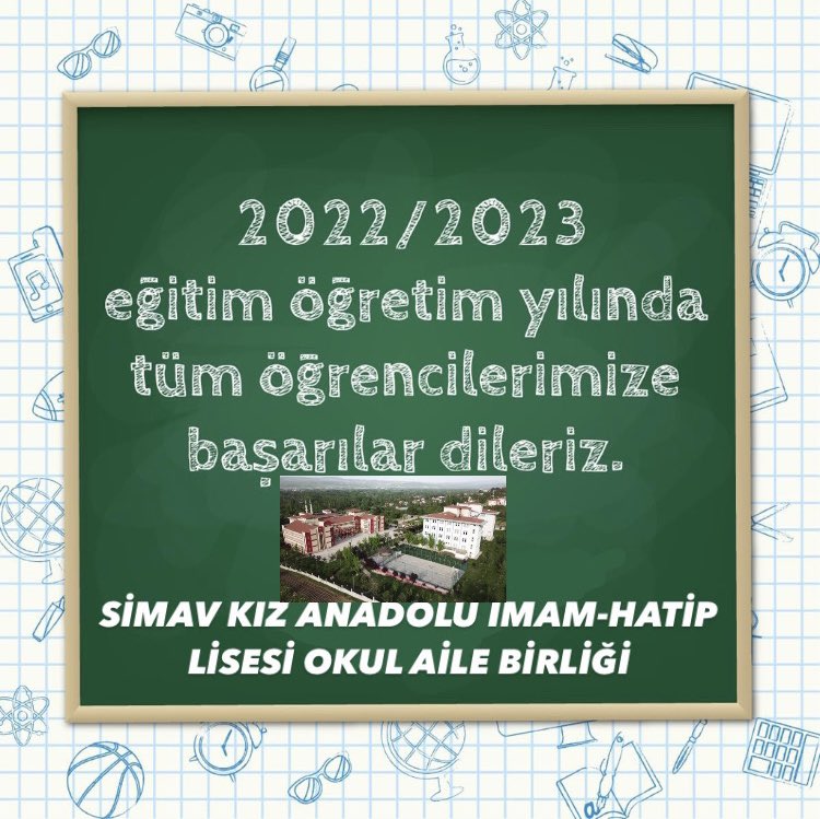 #2022-#2023 #Eğitim-#Öğretim yılının sağlıklı, huzurlu ve başarı dolu günlerle geçmesi dileğiyle...
 
Tüm öğrencilerimize, Öğretmenlerimize ve velilerimize sağlıklı, başarılı bir eğitim öğretim yılı diliyoruz. 

#SimavKızAnadoluİmamHatipLisesiOkulAileBirliği