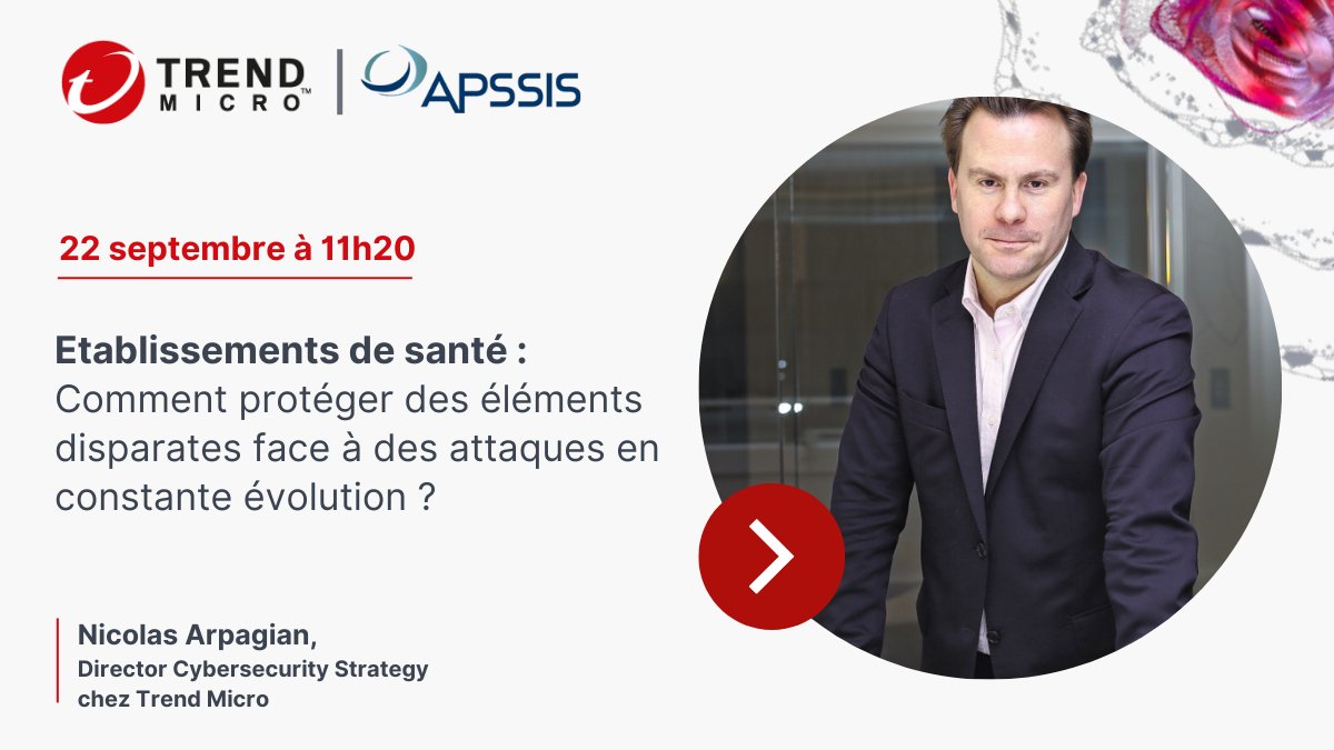 boucardy's tweet photo. [Save The Date]🗓️ 22/9 🕐11h20📍@LesSalonsHoche
Etablissements de #santé : comment protéger des éléments disparates face à des #attaques en constante évolution?
Retrouvez @cyberguerre pour une conférence sur le sujet lors des Rencontres de l’@APSSISFrance👉https://t.co/WOlCwgd8hP https://t.co/WRkiWNLySm