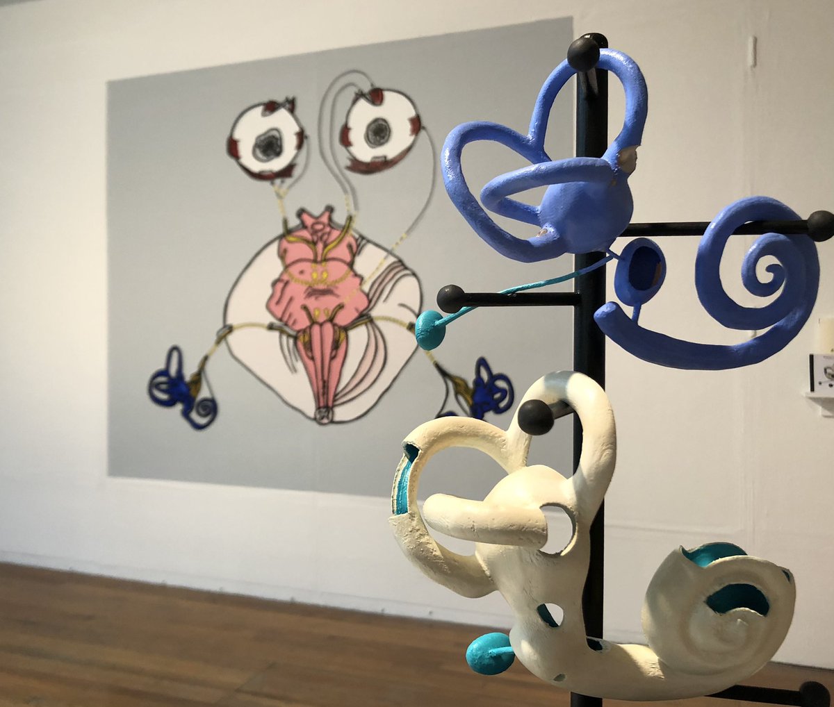 SaskiaGrassie's tweet image. 🤩 ‘Mapping a Sense of Equilibrium’ @emilyfongstudio MSc #MedicalArt - Creating ‘… a multi modal learning experience for exploring the inner ear for medical students &amp;amp; clinicians whilst remaining accessible to a wider public audience’ @DJCAD #djcadMastersShow #TheSenses