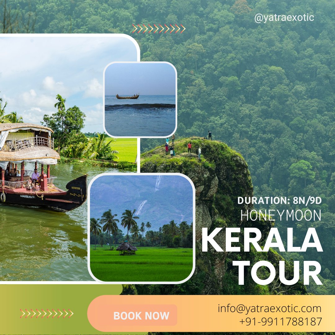 ExoticYatra's tweet photo. #keralahoneymoon #keralatourism #keralabackwaters #keralahills #westernghats #incredibleIndia

Explore the most romantic destinations in Kerala on your 9 days honeymoon package, visit Kochi, Munnar, Thekkady, Periyar, Alleppey, Trivandrum, and Kovalam. https://t.co/oy0E5FPiKW