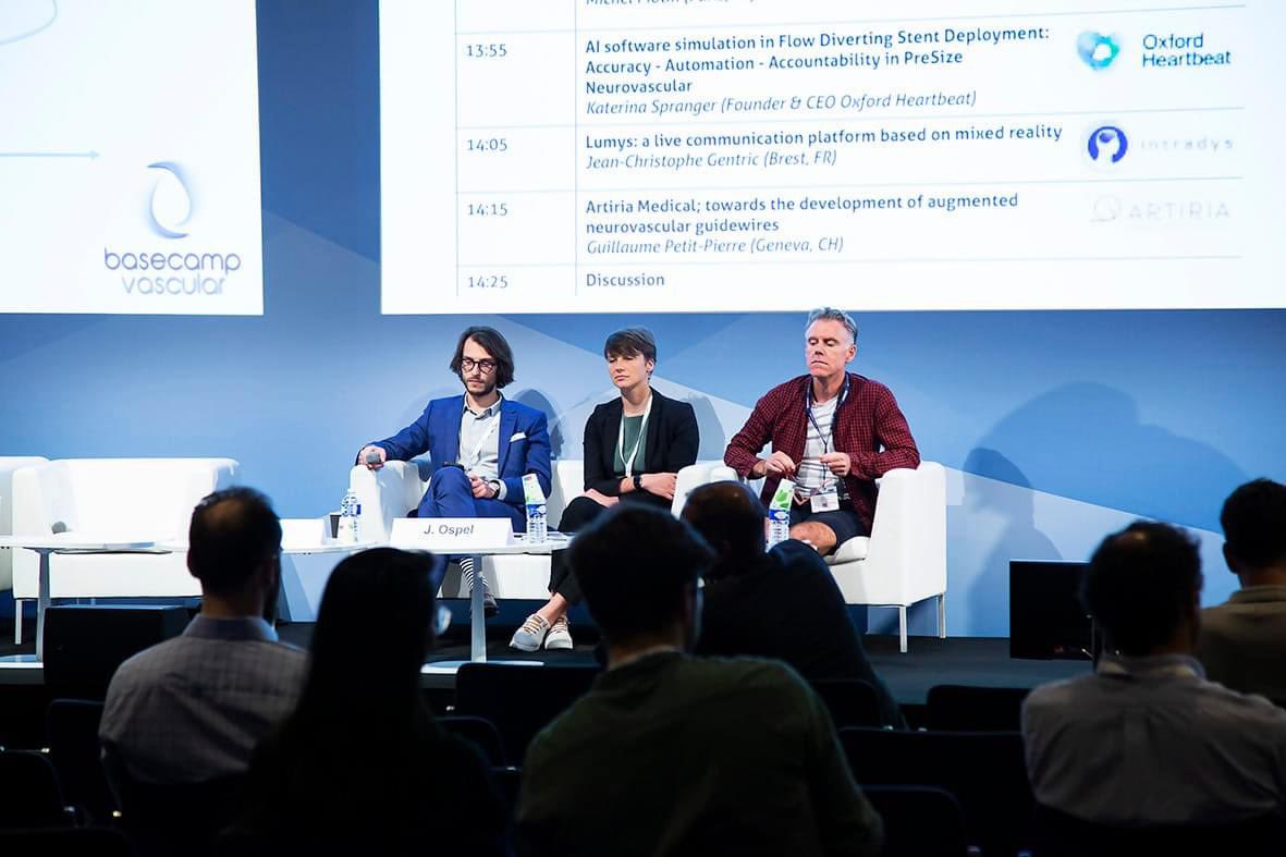 GuenegoAdrien's tweet photo. 🧠 It was an honor to moderate the startup session with @johanna_ospel and Dr K Lobotesis during #ESMINT2022 

We heard about smart guidewires, mechatronics, virtual reality and simulation with @ArtiriaM @basecamp_vasc @OxfordHeartbeat @intradys The future is bright 😎 https://t.co/xs2I2X4BSS