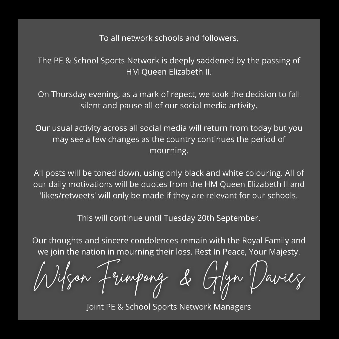 A message from our Joint PE &amp; School Sports Network Managers.