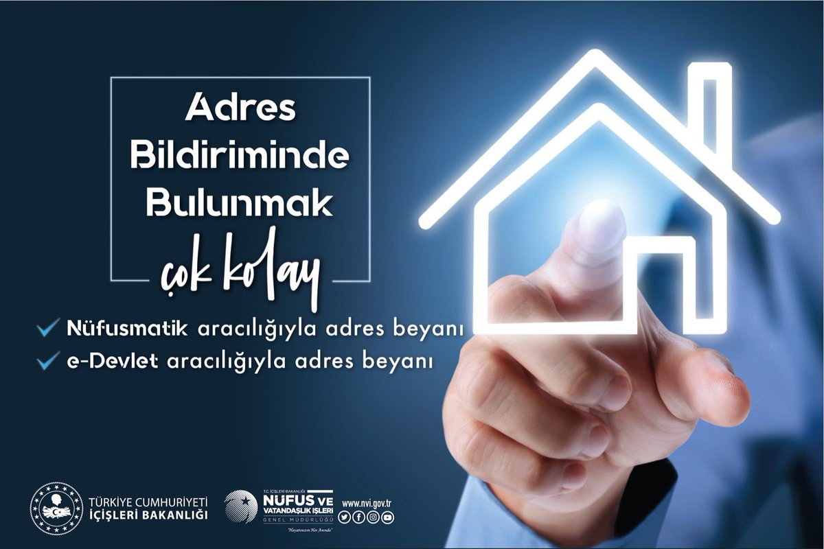 🧑‍💻🏡 Adres bildirimlerinizi, nüfus müdürlüklerine gitmenize gerek kalmadan

✅ e-Devlet ve Nüfusmatikler aracılığıyla güvenli bir şekilde gerçekleştirebilirsiniz. 

e-Devlet 👉 turkiye.gov.tr/nufus-ve-vatan…

#HayatınızınHerAnında