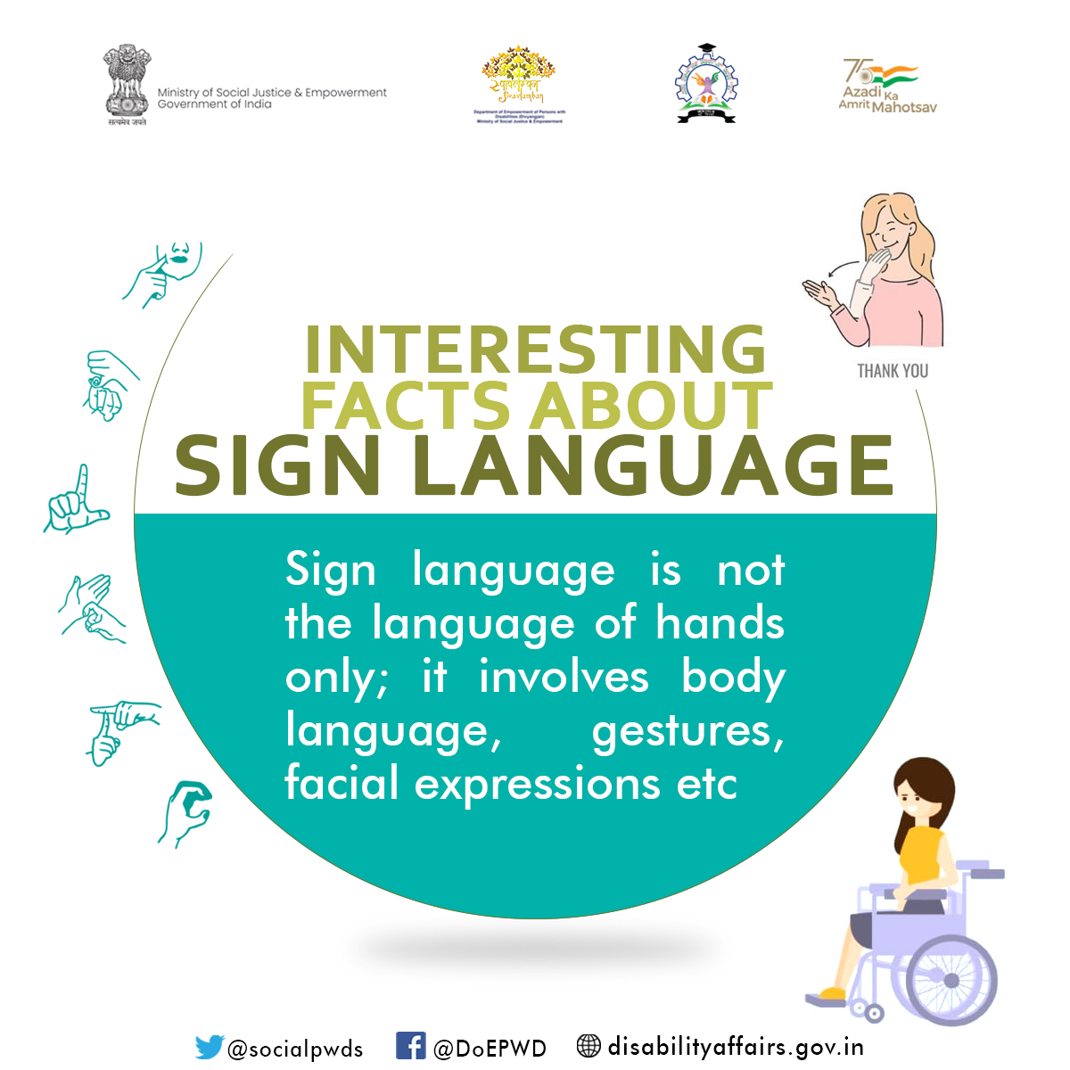 Interesting Facts about Sign Language | Sign Languages Unite Us! | #SignLanguageDay2022 #SignLanguagesUniteus #azadikaamritmoahotsav #OneNationOneSignLanguage #PMOIndia @PMOIndia @narendramodi @HMOIndia @AmitShah @Drvirendrakum13 @RamdasAthawale @ANarayana_swamy @PratimaBhoumik