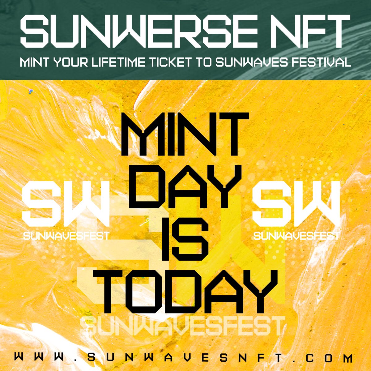 MINT DAY IS TODAY!
21.00 (RO time)
Official mint link: xoxno.com/buy/SUNWAVES/S…
Marketplace: <a href="/xoxnoNFTs/">XOXNO</a> 
Blockchain: @ElrondNetwork 
Wallet: <a href="/getMaiar/">X Portal</a> 
sunwavesnft.com
Mint responsibly! LFG! 
#SUNWAVES #SUNWERSE #SW