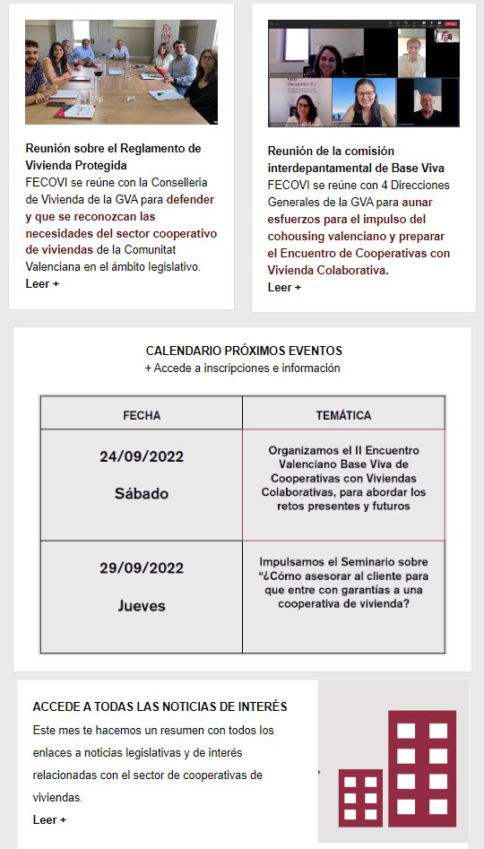 FECOVI_COOP's tweet photo. Os dejamos el nuevo Boletín📝donde resumimos nuestra actividad en agosto y donde podrás encontrar los enlaces a noticias de interés más relevantes para el sector cooperativo de viviendas. 👩‍🦰 👨👵🏡👣

➡️ ¿Te interesa? Accede aquí: 
https://t.co/vrSyRuYqdN https://t.co/4Z2soy0gU1
