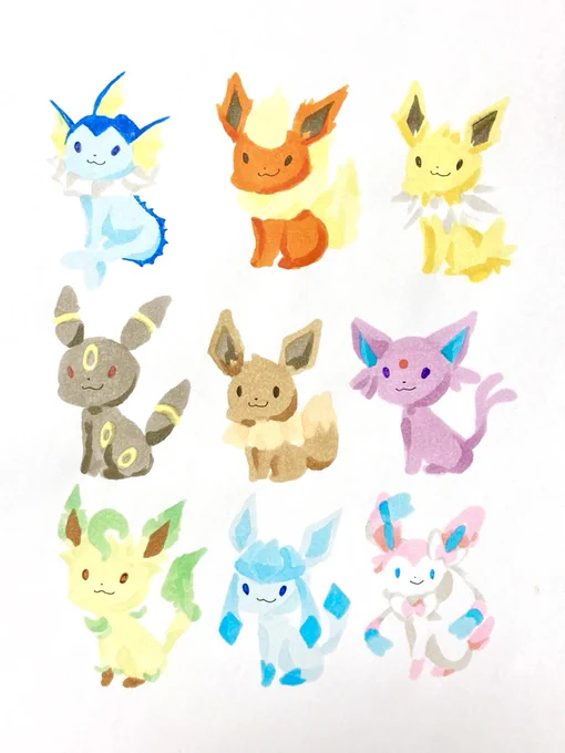 ゆるゆるブイズ#ポケモンイラスト 