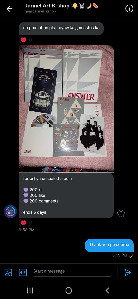 CKayiiii's tweet photo. PLEASE HELP PO, FORDA ENHA LANG PO
• RT
• LIKE
• COMMENT
My first rt deal with @artjarmel_kshop po huhu
ends in 5 days
#enhypen #rtdeal @ENHYPEN_members https://t.co/LQBSygUIzx