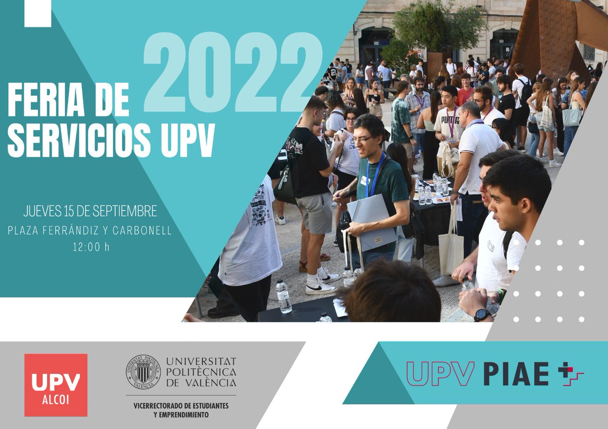 😃 Esports, biblioteca, cultura… Vols conèixer els serveis que t'ofereix el campus d’#Alcoi?

Et convidem a la Fira de Serveis per a estudiants de nou ingrés i de cursos posteriors

🗓️15 de setembre

⏰12h

📍Plaça Ferrándiz i Carbonell

Més info 👉 bit.ly/3daAZ4Y