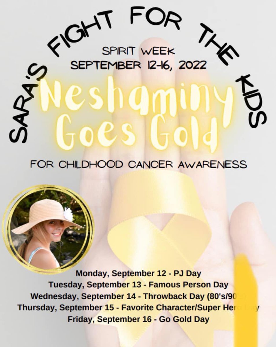 Neshaminy Goes Gold! Spirit Week starts today 🎗<a href="/MP_MrSokol/">Maple Point MS</a> <a href="/Poquessing/">Poquessing Middle School</a> <a href="/neshaminy/">Neshaminy High School</a>