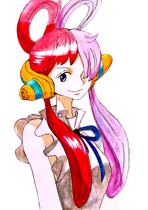 落書き色塗り完成「ウタちゃん」#イラスト #ONEPIECE #ウタ #illustration #watercolour 