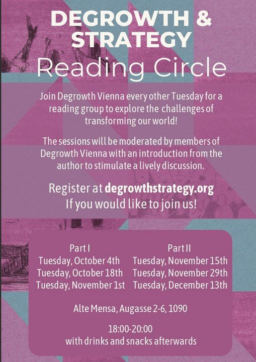 DegrowthVienna's tweet photo. “Degrowth &amp; Strategy” is finally out, now it’s time to have a read together! 📚

Join us, the authors and editors of the book in an event series to explore the challenges of transforming our world!
👉Every other tuesday, starting October 4th
Register here: https://t.co/3Hodzm1rrD https://t.co/WOkXs0INj0