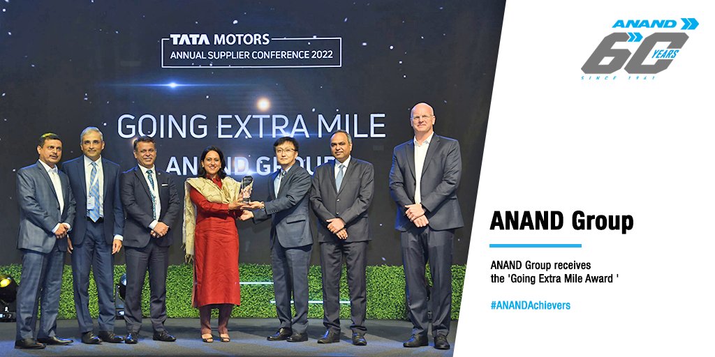 ANANDGroupIndia's tweet photo. It was a proud moment for the @ANANDGroupIndia when Mrs. Anjali Singh, Executive Chairperson, ANAND Group, received the prestigious Going Extra Mile Award at the @TataMotors Annual Suppliers Conference 2022, on behalf of the Group.
#ANANDGroup #ANANDAchievers #ProudMoment https://t.co/dqC7hPcIGd