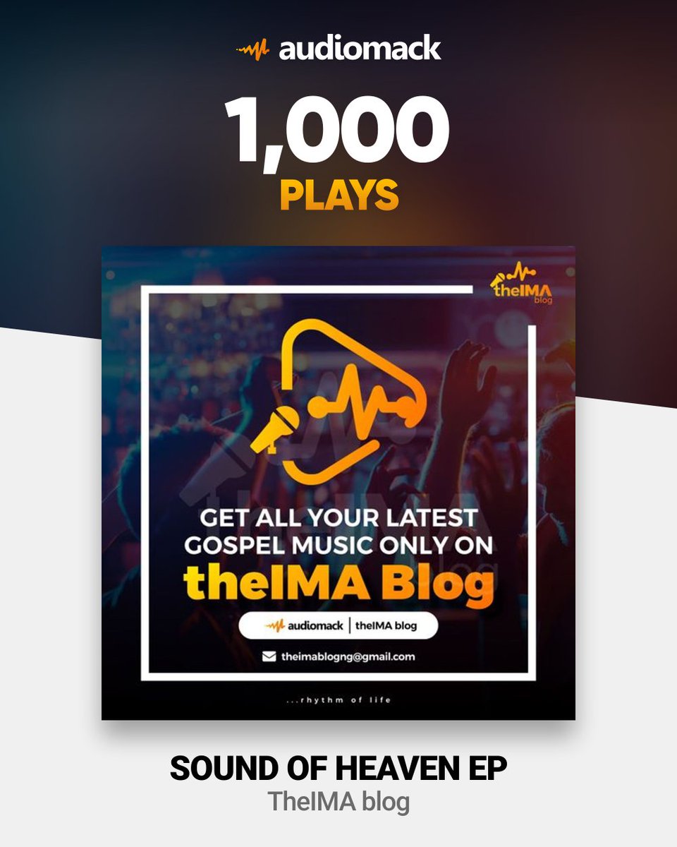 theimablog's tweet photo. A thousand plays from last week's upload!!
God be praised!

Connect with is on Audiomack
Click the link now to listen to your favorite gospel songs! 

https://t.co/W3mWtWEg21

#lagos #audiomack #NowPlaying https://t.co/CVs1H9Xo0L