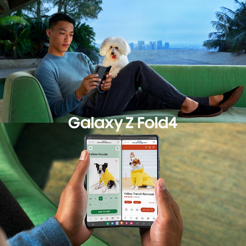 SamsungLevant's tweet photo. أنجز مهامك بخطوا�� أقل. هاتف #GalaxyZFold4 الجديد، وسيلتك لإنجاز المهام المتعددة.