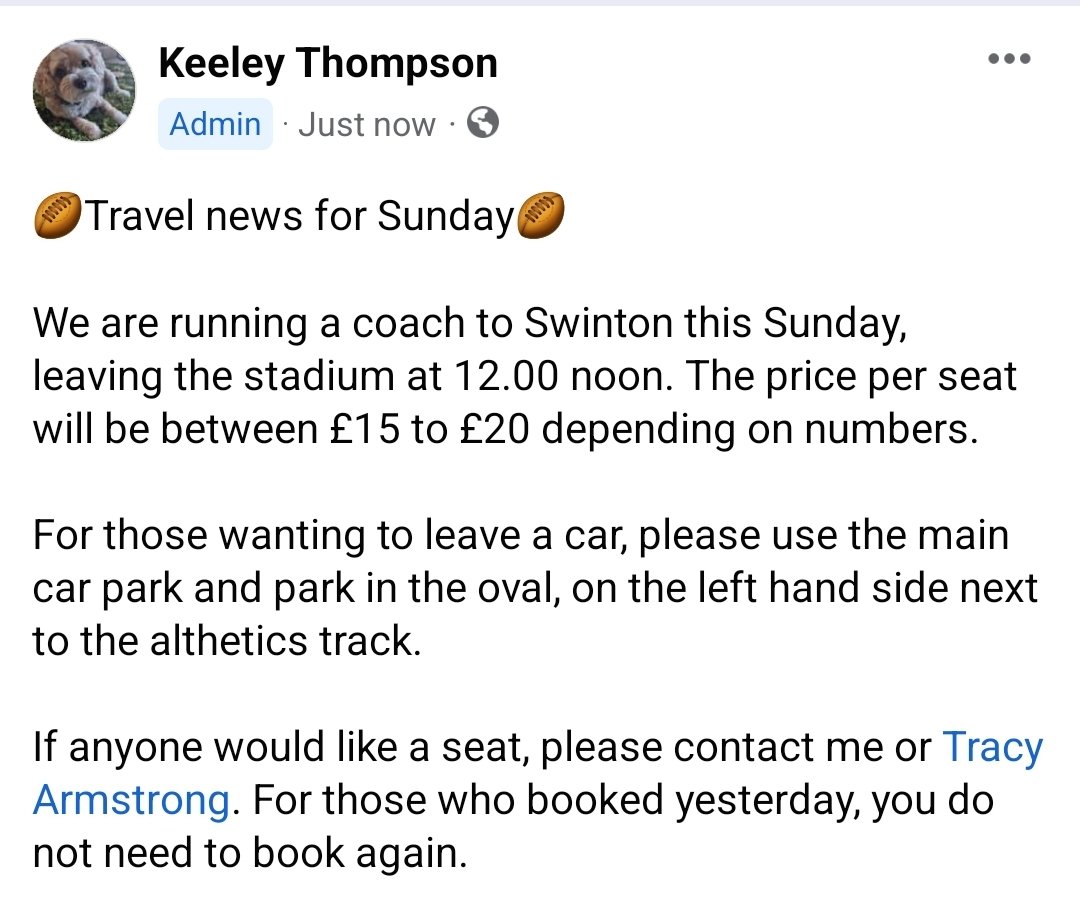 keeley_danielle's tweet photo. @Doncaster_RLFC @hallyboy03 If anyone would like travel to Swinton, please message me. Let's support in numbers and get the boys to the final 🏉 https://t.co/Lwoo43ofzW