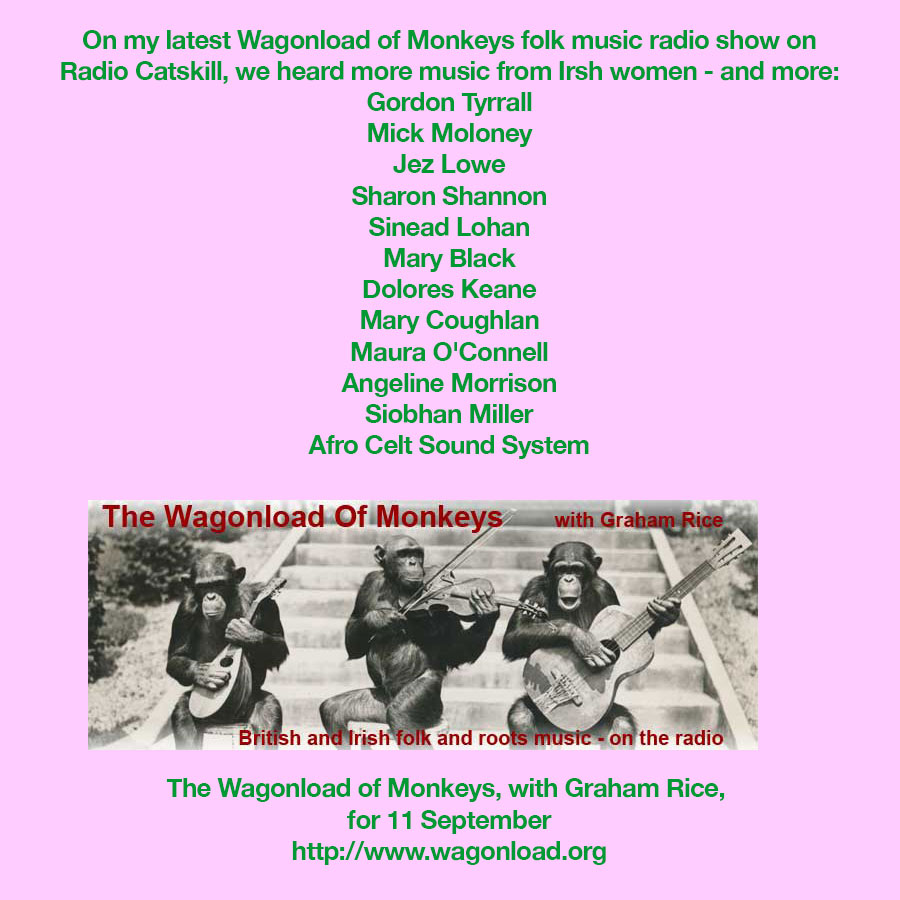 This week we heard: #GordonTyrrall #MickMoloney @LoweJez @SharonShannon99 #SineadLohan @MaryBlackSinger #DoloresKeane @mcoughlanmusic @momaura @angelcakepie @Siobhan_Miller @ACSSofficial

@WJFFRadio @JaneBrace @harriet_simms @BirnamCD  #jamessoars 
 
wagonload.org