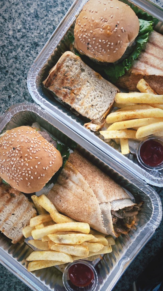 ChopsHime's tweet photo. Lunch packs and shawarma sitting pretty😍 
Send us a dm to order yours 👌🏽 https://t.co/8L02yG2D5z